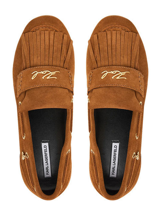 Leather Women's Loafers in Brown Color