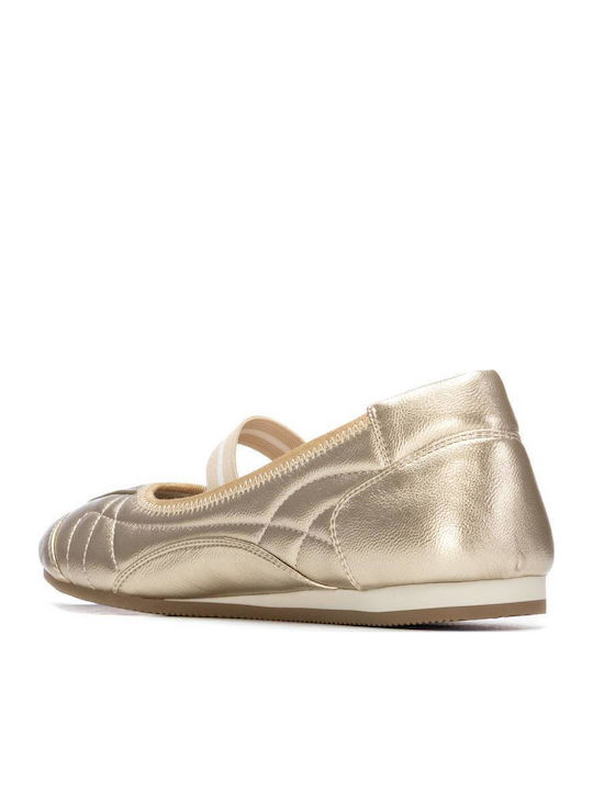 Women's Ballerina Shoes with Strap in Gold Color