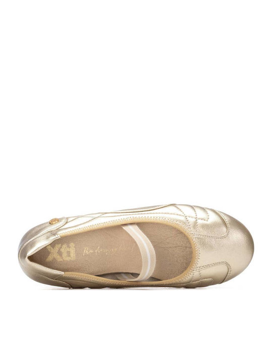 Women's Ballerina Shoes with Strap in Gold Color