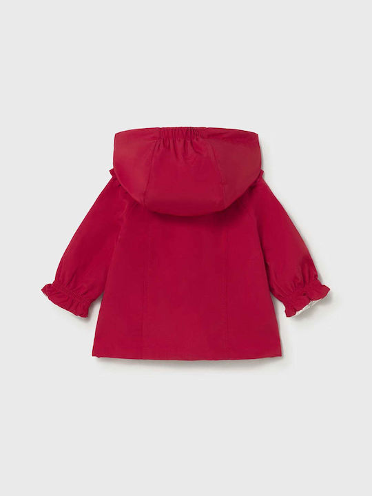 Kids Casual Waterproof Jacket with Hood Red