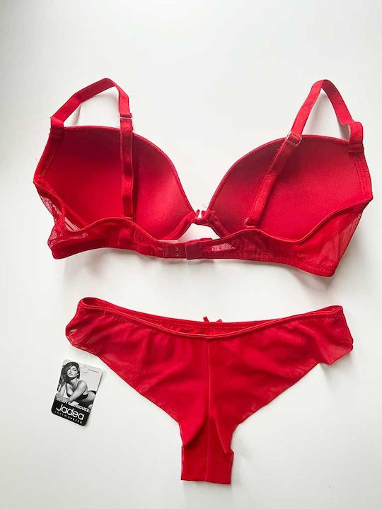Jadea Underwear Set with Bra & Brazil Red