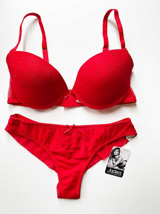 Jadea Underwear Set with Bra & Brazil Red