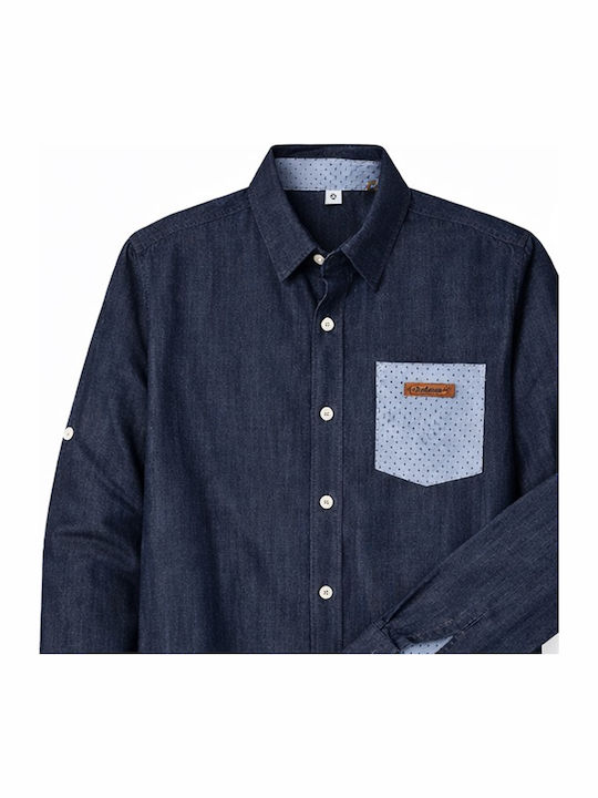 Copii Cămașă Cu mânecă lungă Denim Albastru