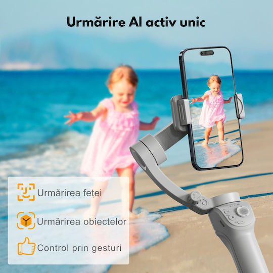 Gimbal Mobil cu Stabilizator pe 3 Axe și o durată de viață a bateriei de 8 ore Argintiu