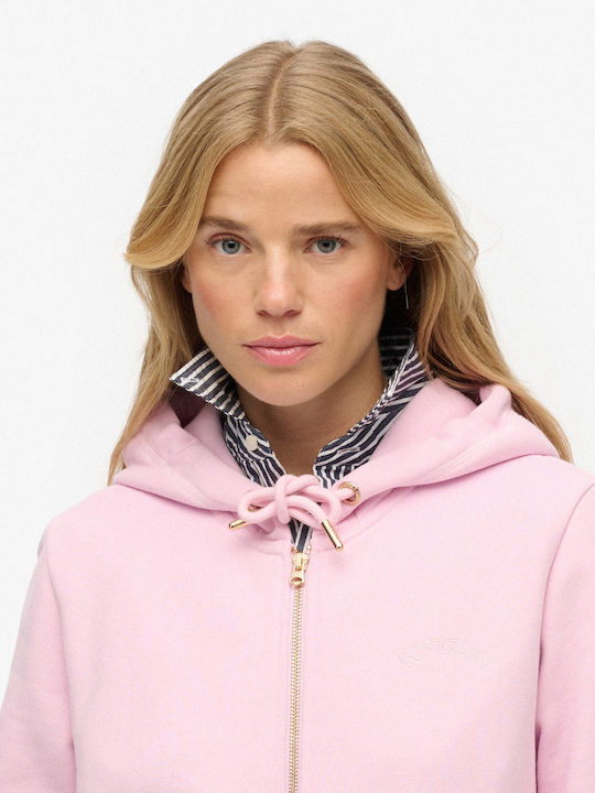 Essential Logo Women's Hooded Sweatshirt Cardigan Pink