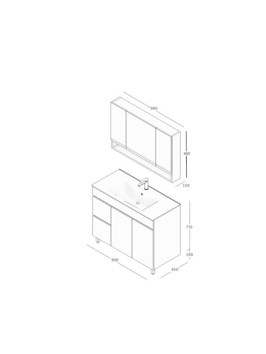 Piccadilly Badezimmerspiegel mit Schrank Braun