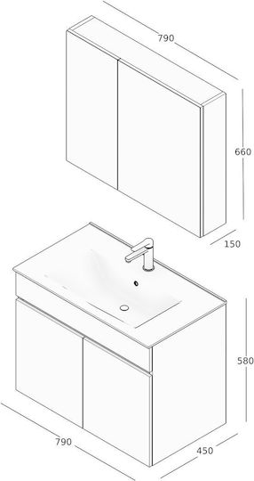 Piccadilly 74-0280-331 Badezimmerspiegel mit Schrank Braune