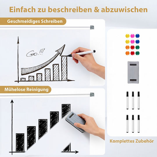 Costway Magnetic Tablă marker Tablă de seminar cu un trepied