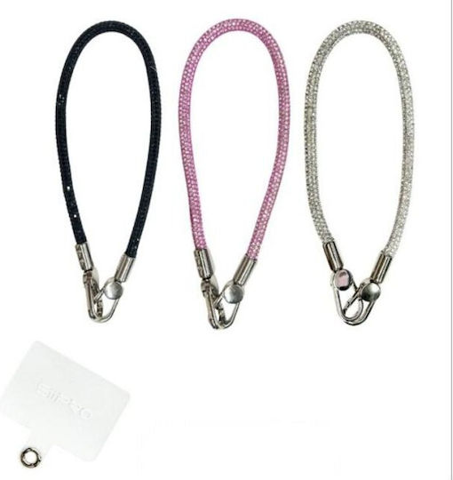 OEM Silver Wrist Strap Mobile Phone Rhinestone Metallic Hooks Silver Silver Wrist Strap