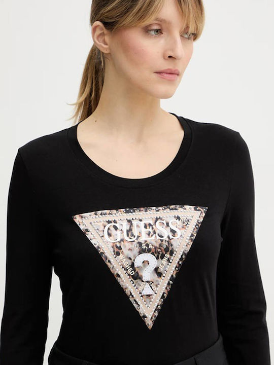 Damen Baumwolle Langärmeliges Top Schwarz