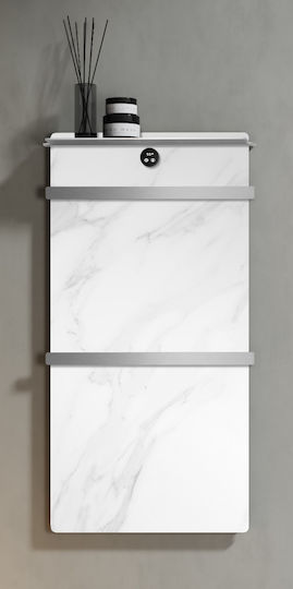 Piccadilly Electric Towel Rail with Glass Front 80x40cm Silver