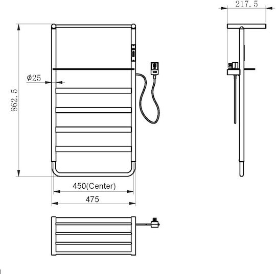 Piccadilly Electric Towel Rail 87x47.5cm Silver