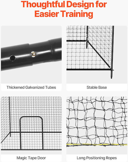 Baseball Cage Vevor 10668 X 3200 X 3100mm Free Portable Baseball Cage Batting Cages 45-Mesh Bound Hdpe & Long Mounting Ropes Batting Cage Net Indoor Outdoor Space