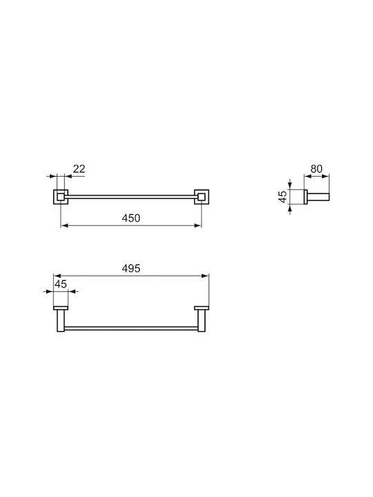 Ideal Standard Iom Square Ράγα Μπάνιου Μονή Επιτοίχια με Βίδες Inox Ασημί