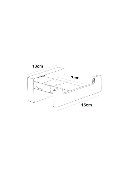Bronze Art Double Wall-Mounted Bathroom Hook ​13x5cm Silver