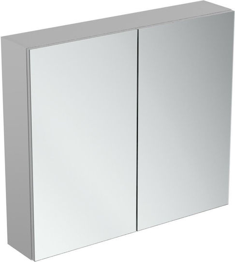 Ideal Standard Rechteckiger Badezimmerspiegel aus Metall mit Schrank 80x70cm Weiß