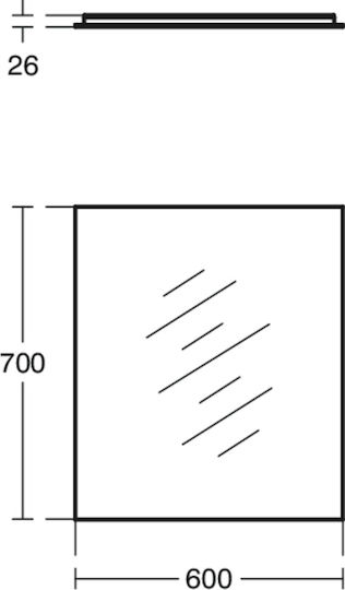 Ideal Standard Ορθογώνιος Καθρέπτης Μπάνιου Led 60x70cm