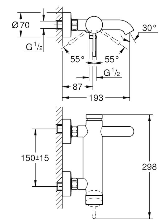 Grohe Essence Mixing Bathtub Shower Faucet Complete Set Gray