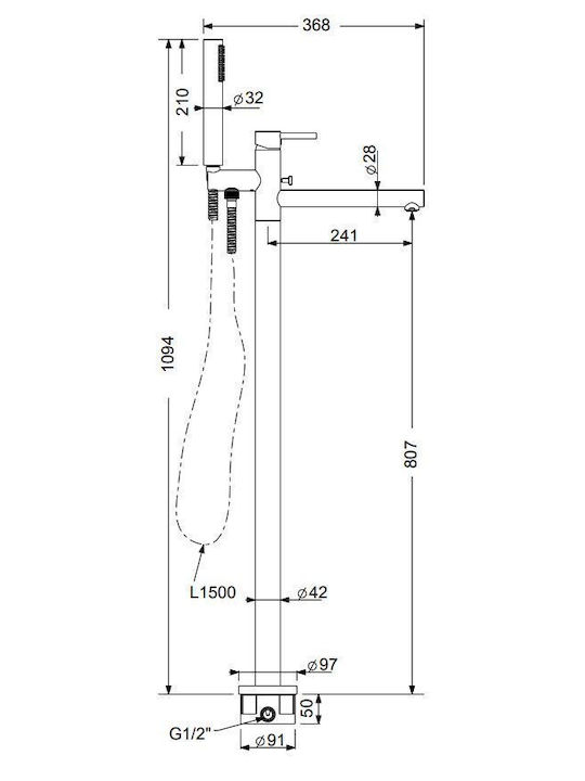 Armando Vicario Mixing Bathtub Shower Faucet Complete Set Gold
