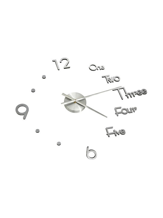 vidaXL 3D 3D Wall Clock Plastic Aσημί Ø100cm