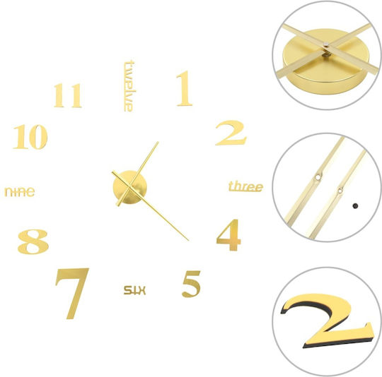 vidaXL 3D Modern 100cm 3D Wall Clock Sticker Plastic Silver Ø100cm