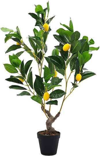 Artekko Lemon Tree Πράσινο Τεχνητό Δέντρο Λεμονιάς Μαύρη Γλάστρα 30x30x80 Cm