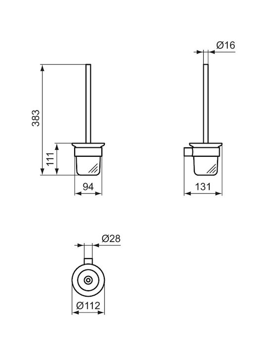 Ideal Standard Conca Glas Badezimmer Toilettenbürste Silber