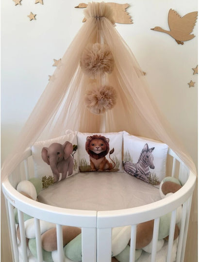 IngVart Baby Bedding Set for Crib White 7 Pieces SETJUNGLE 60*