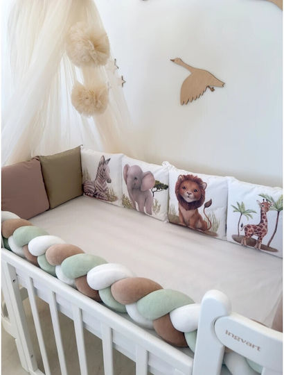 IngVart Baby Bedding Set for Crib White 7 Pieces SETJUNGLE 60*