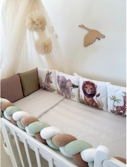 IngVart Baby Bedding Set for Crib White 7 Pieces SETJUNGLE 60*