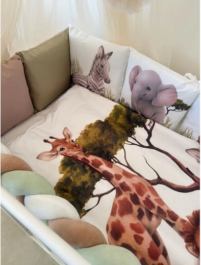 IngVart Baby Bedding Set for Crib White 7 Pieces SETJUNGLE 60*