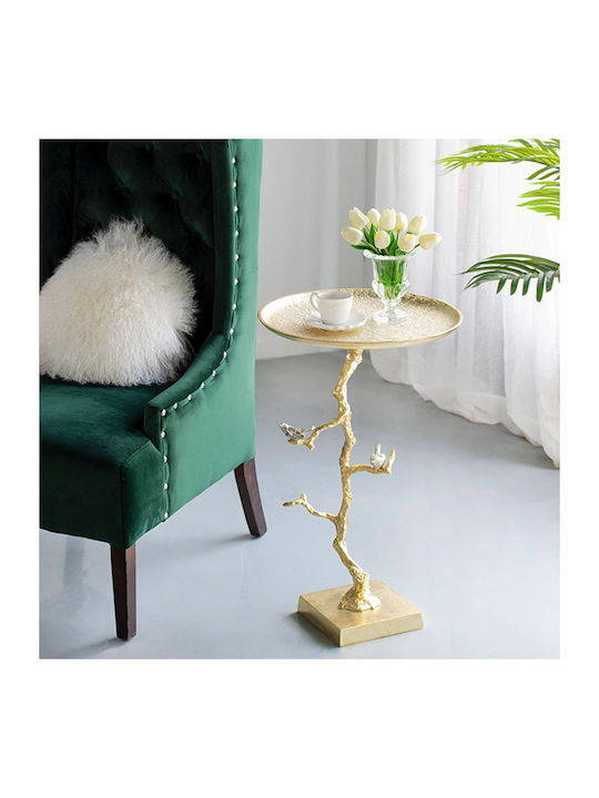 Round Side Coffee Table Branch Metal Gold Silver W43xL43xH70cm