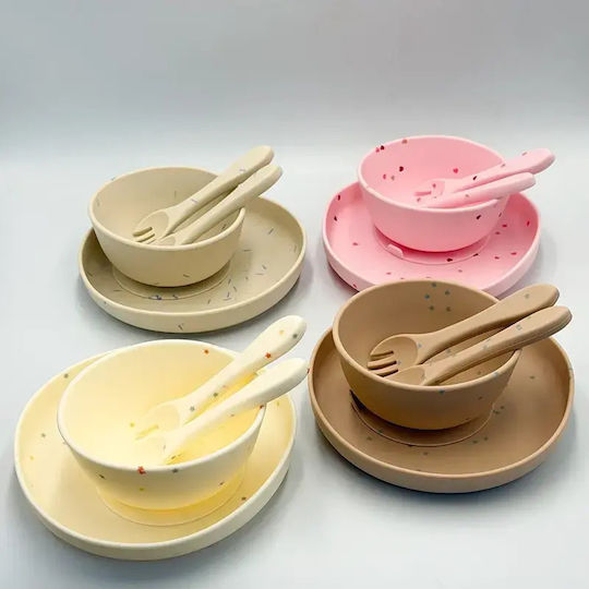 Pandaboo Feeding Set made of Silicone Brown 4pcs