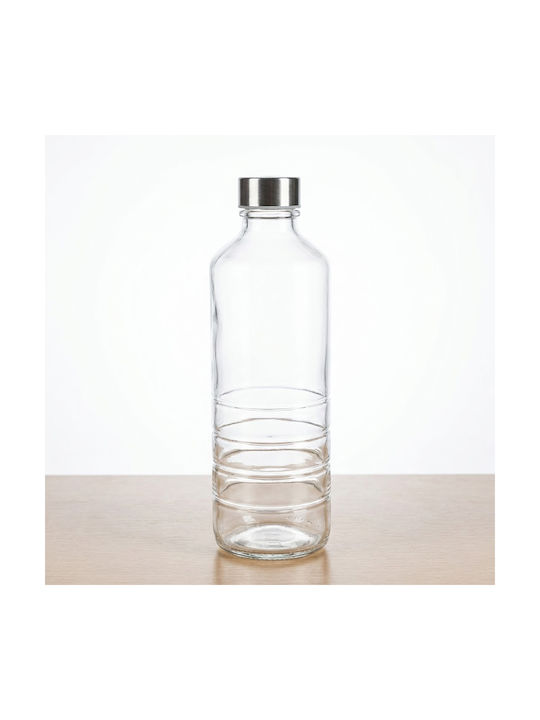 Uniglass Stripes Glass Water Bottle With Screw Lid Transparent 1000ml