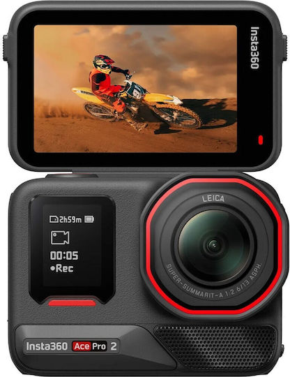 Insta360 Ace Pro 2 Action Camera 8K Underwater Ultimate Videography Bundle - 3 Lenses / 2 Filters / Xplorer Grip Pro Kit with Touch Screen 2.4" and Wi-Fi Black