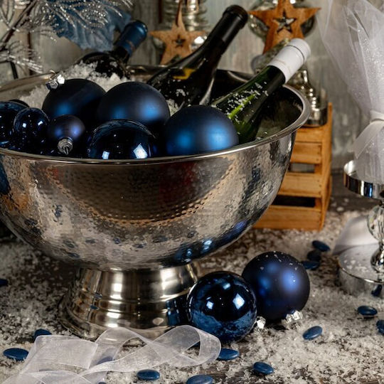 Decorative Bowl Metal with Pedestal Silver 40x24cm