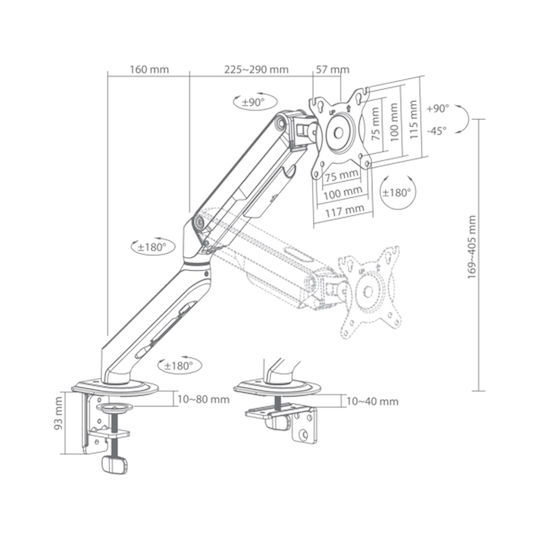 Sbox Βάση Γραφείου Οθόνης έως 17" με Βραχίονα (LCD-S012-3)