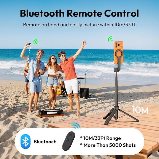 Ulanzi SK27 Магнитен Селфи Стик Трипод За Мобилни Устройства Bluetooth Черен