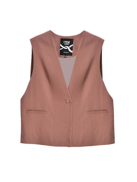 Women's Vest with Buttons Pink