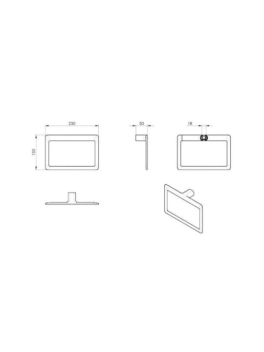 Gedy Single Wall-Mounted Bathroom Ring Silver