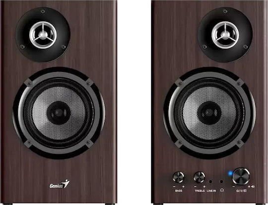 Genius SP-HF1812BT Ηχεία Υπολογιστή 2.0 με Bluetooth και Ισχύ 50W Καφέ
