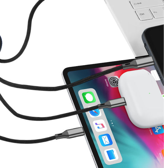 Yello Koko 5-in-1 Andy Xxl USB-A-C Micro-USB-USB-C-Blitzschlag-Kabel 1m Kategorie Schwarz