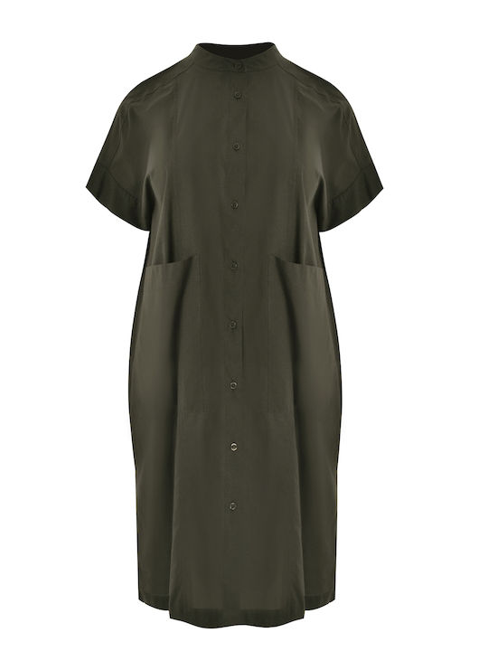 Rochii De Vară Pentru Femei Midi Rochie-Cămașă Kaki