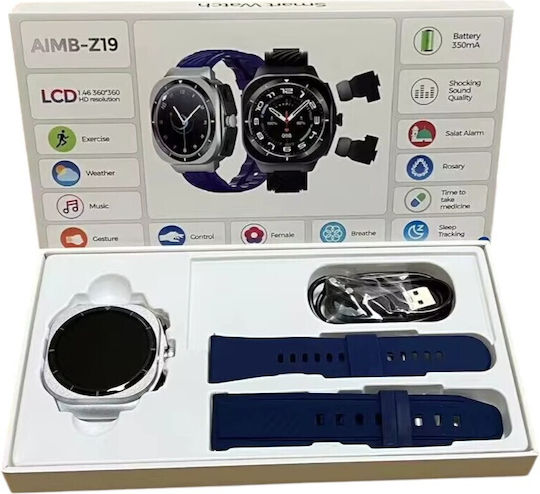 AIMB-Z19 Smartwatch με Παλμογράφο (Μπλε)