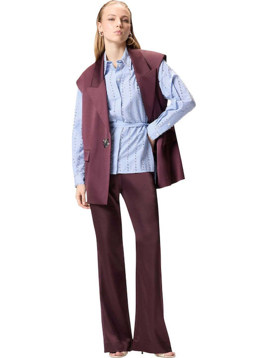 Women's Striped Long Sleeve Shirt Blue