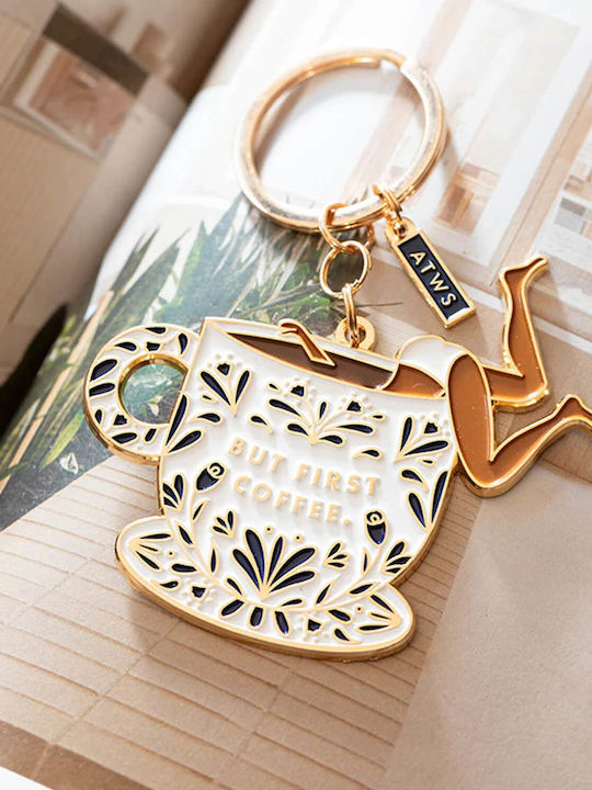 Atws But First Coffee Keychain White 3701344213626