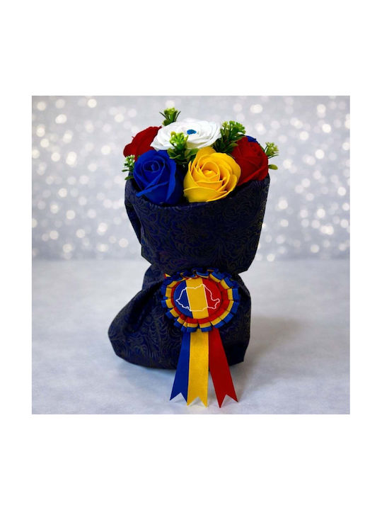 Buchet Tricolor Trandafiri Săpun Insignia Românească Cadou Elegant Simbolic