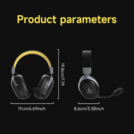 Ajazz AHM08 Max Wireless Over Ear Gaming Headset with Connection Bluetooth / USB Gray