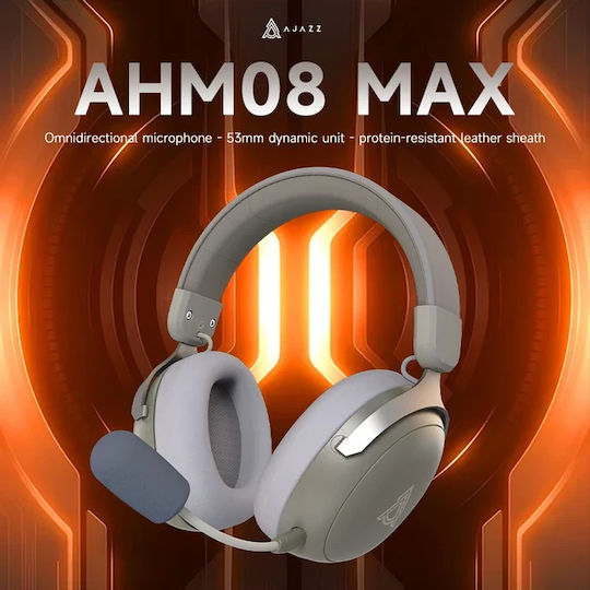 Ajazz AHM08 Max Wireless Over Ear Gaming Headset with Connection Bluetooth / USB Gray