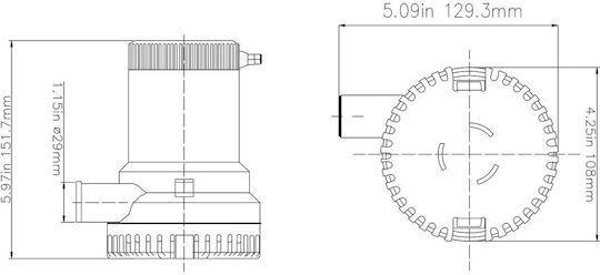 Eval Automatic Bilge Pump for Boat 1500GPH 24V / 95 LPM 24V